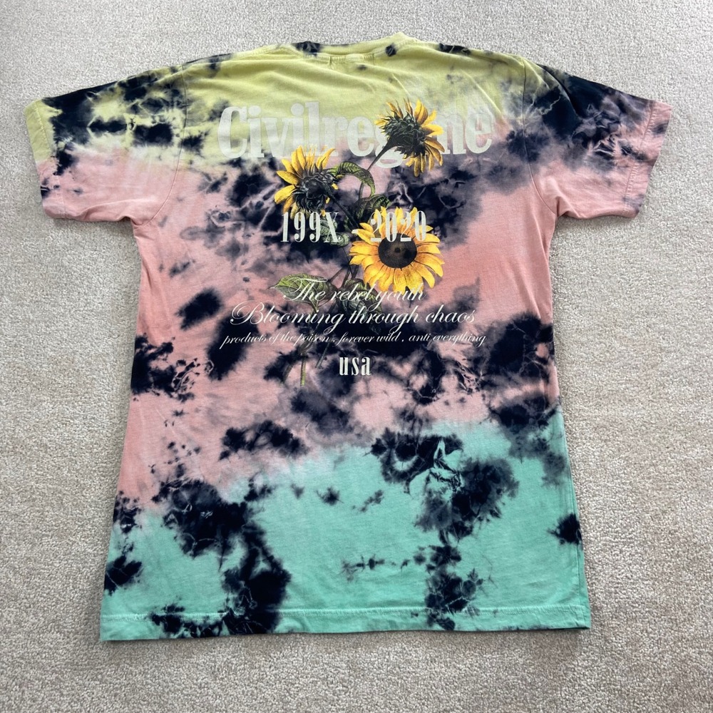 Civil Regime T-Shirt Mens Large Multi-Color Tie Dye Sunflower Graphic Tee